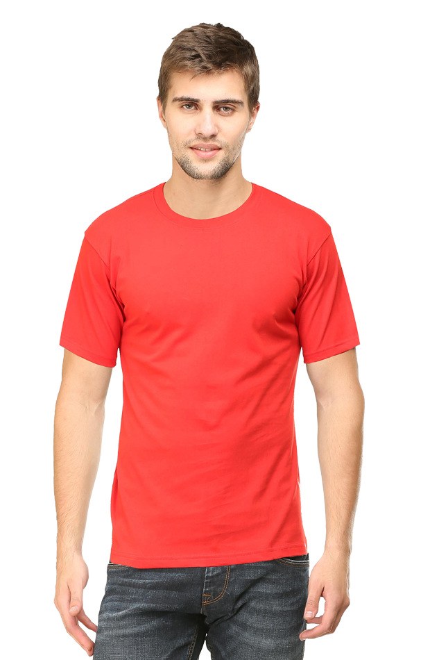 Round Neck Plain T-Shirts Regular Fit - Red