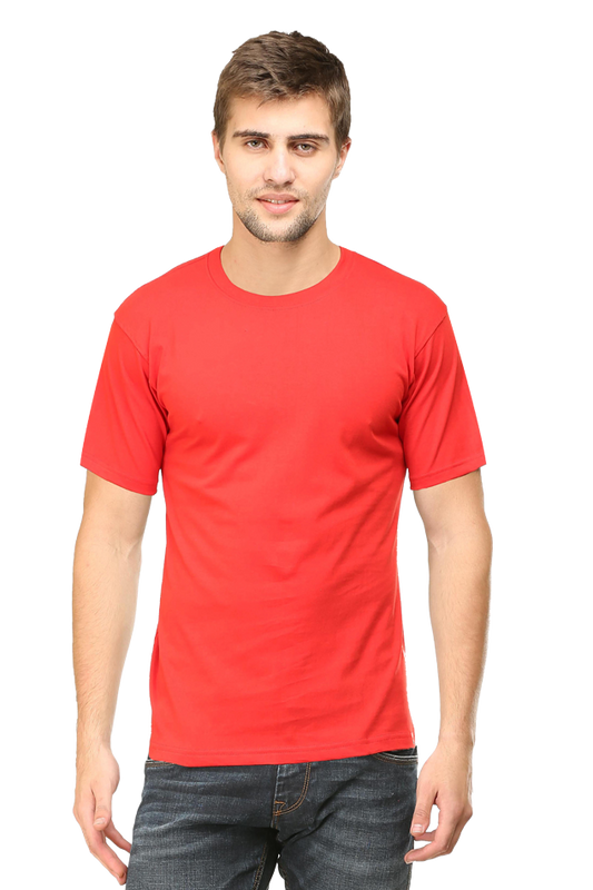 Round Neck Plain T-Shirts Regular Fit - Red