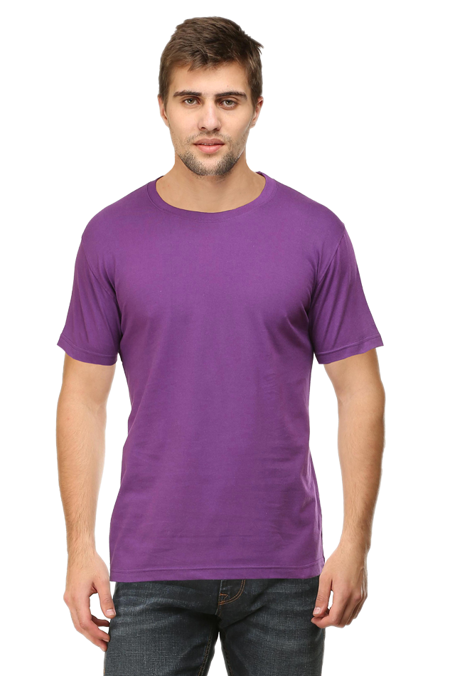 Round Neck Plain T-Shirts Regular Fit - Purple