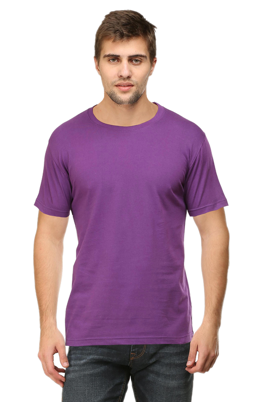 Round Neck Plain T-Shirts Regular Fit - Purple