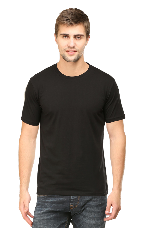 Round Neck Plain T-Shirts Regular Fit Black - Main Image