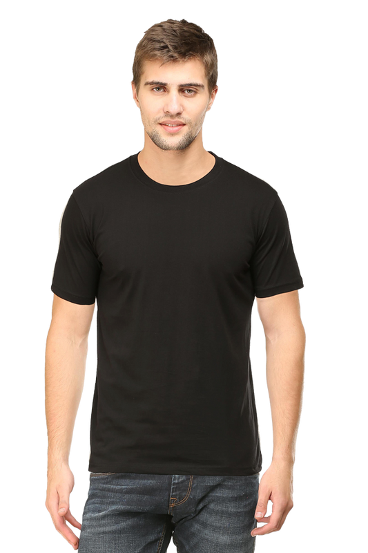 Round Neck Plain T-Shirts Regular Fit - Black
