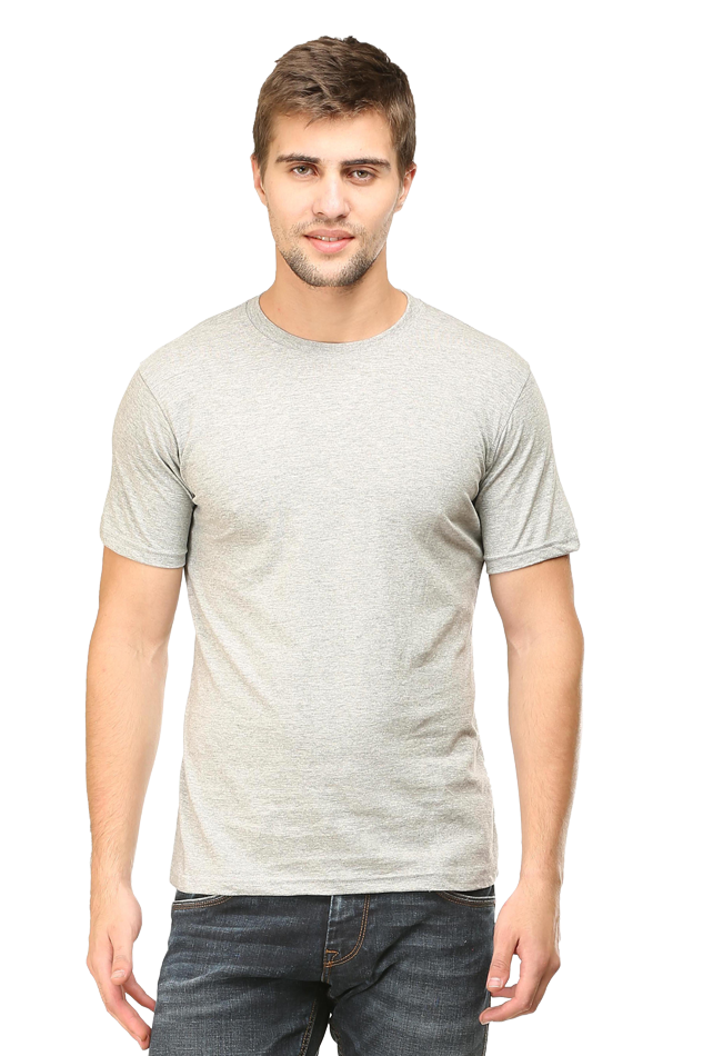 Round Neck Plain T-Shirts Regular Fit - Grey