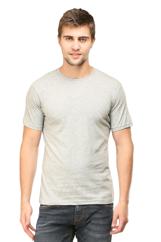 Round Neck Plain T-Shirts Regular Fit - Grey