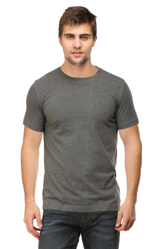 Round Neck Plain T-Shirts Regular Fit - Charcoal
