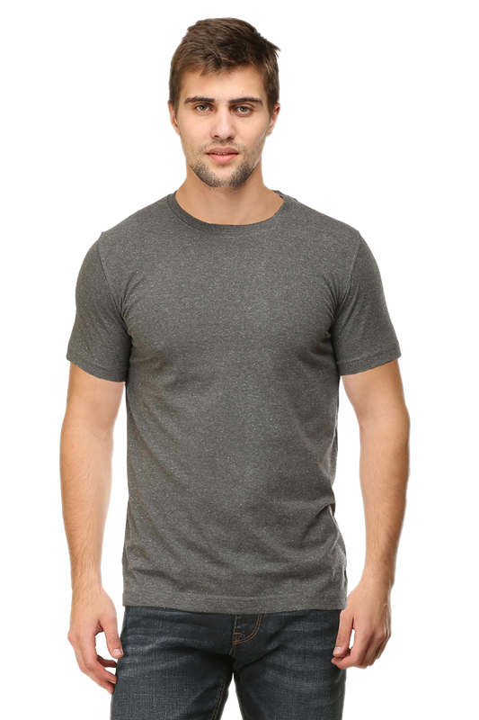 Round Neck Plain T-Shirts Regular Fit - Charcoal