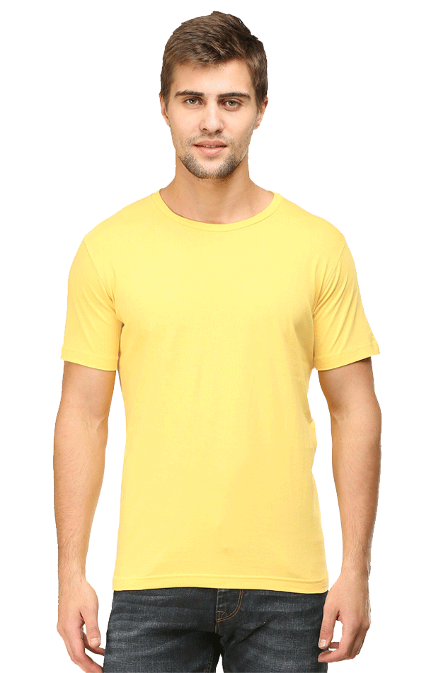 Round Neck Plain T-Shirts Regular Fit - Yellow