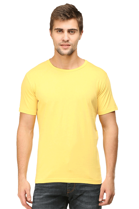 Round Neck Plain T-Shirts Regular Fit - Yellow