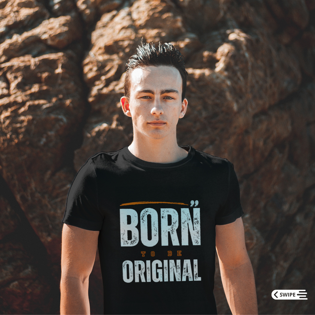 [1009]: Unisex Round Neck Printed T-shirt Black(Regular Fit)