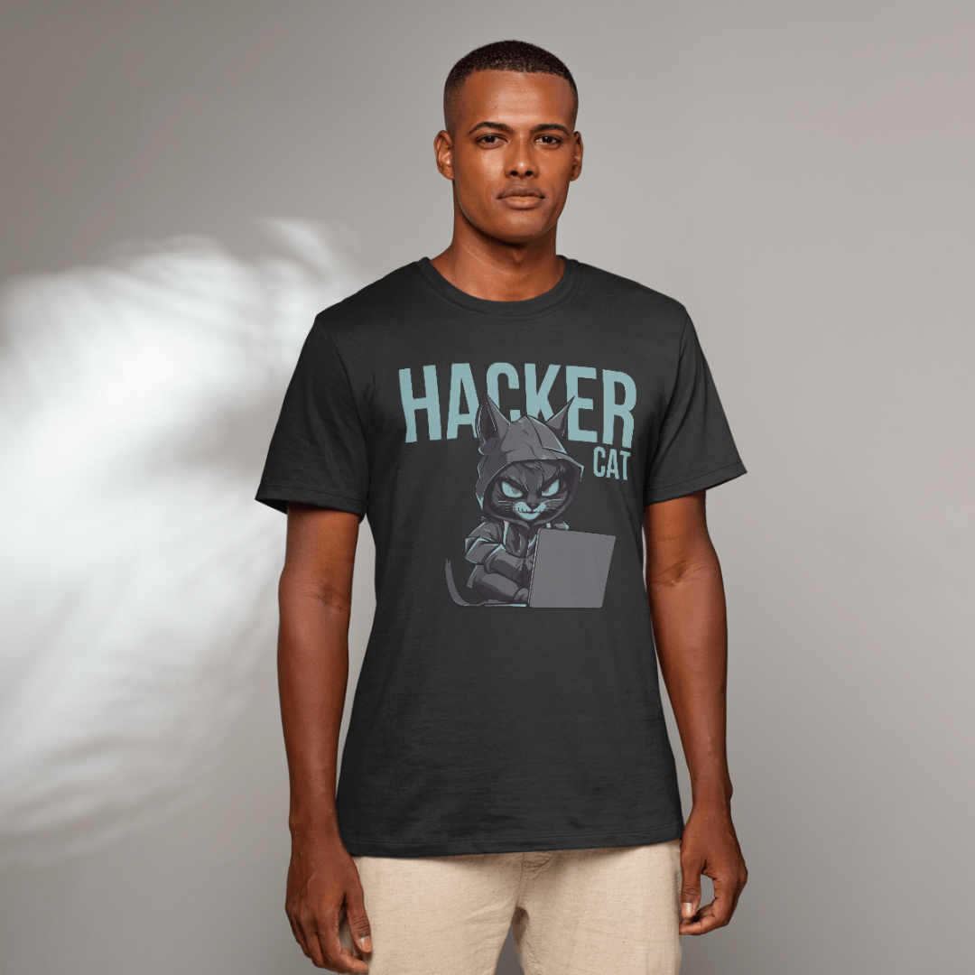 [1019]: Unisex Round Neck Printed T-shirt Black(Regular Fit)