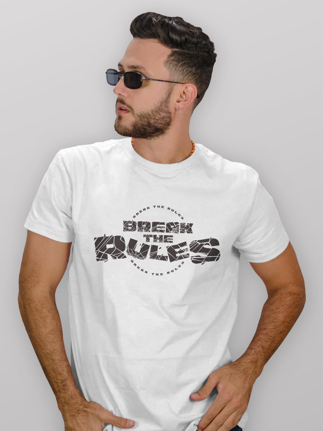 [1058]: Unisex Round Next Regular Fit T-Shirts - Break The Rules