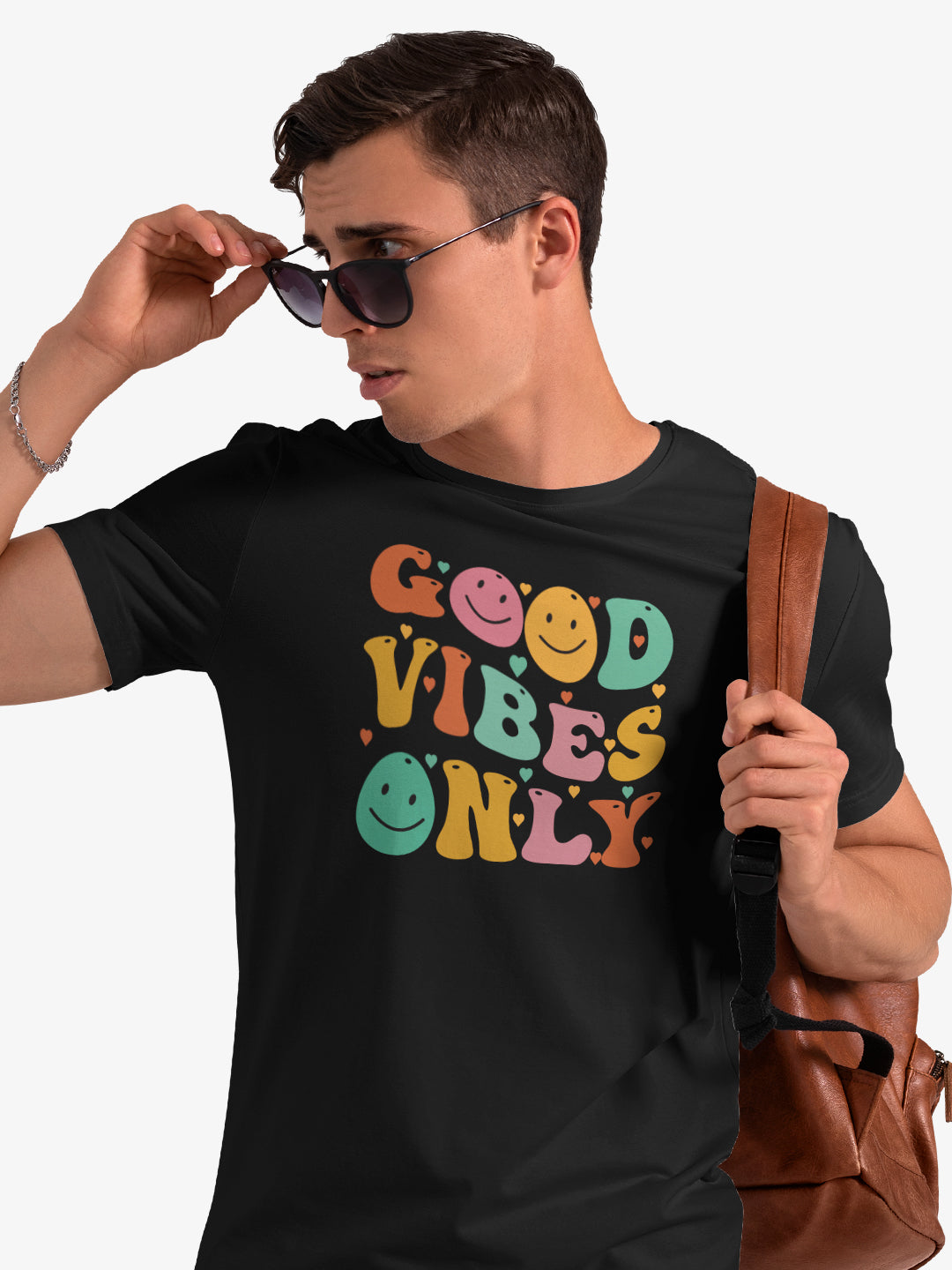 [1063]: Unisex Round Next Regular Fit T-Shirts - Good Vibes