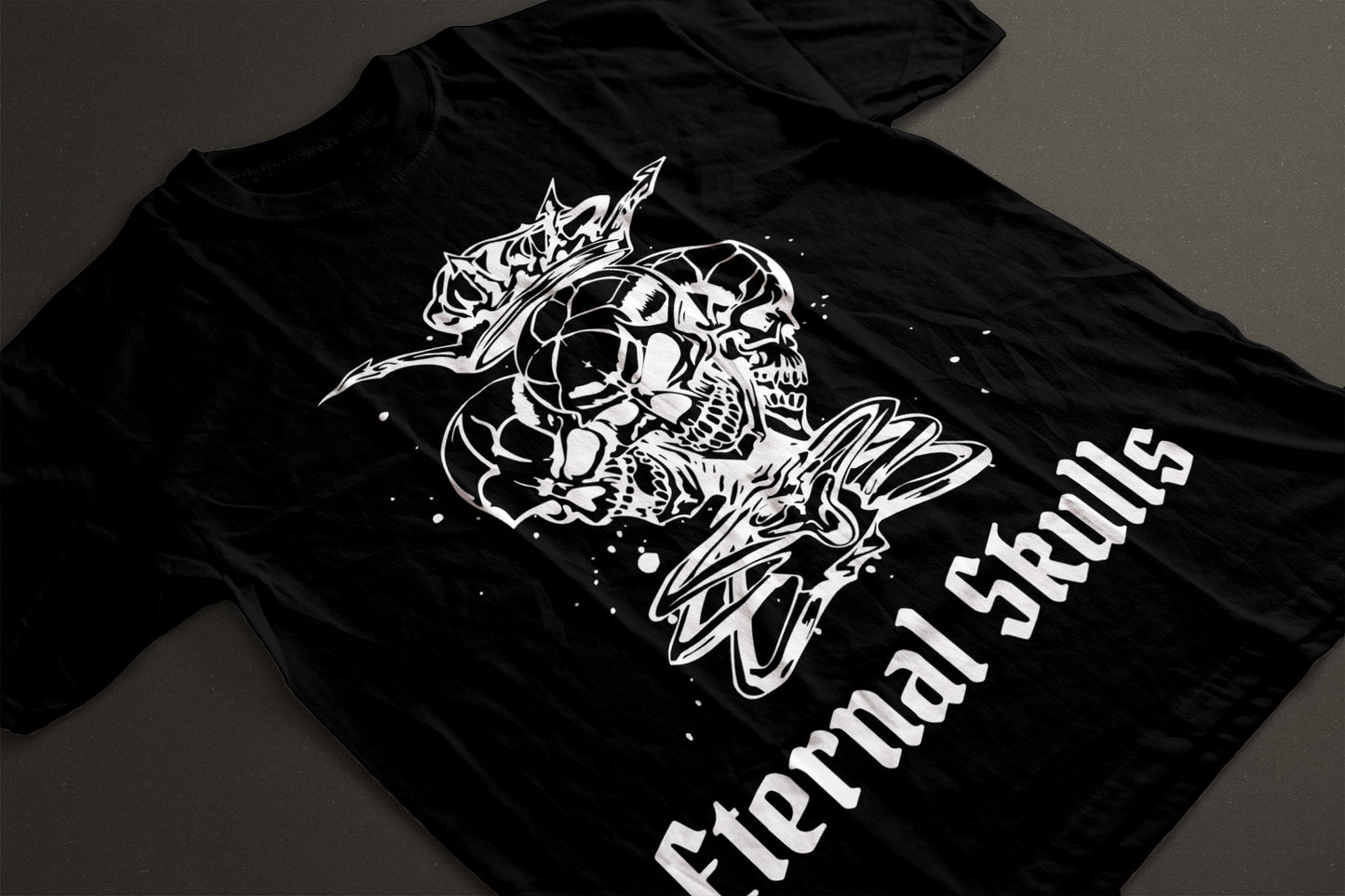 [1017]: Unisex Round Neck Printed T-shirt Black(Regular Fit)